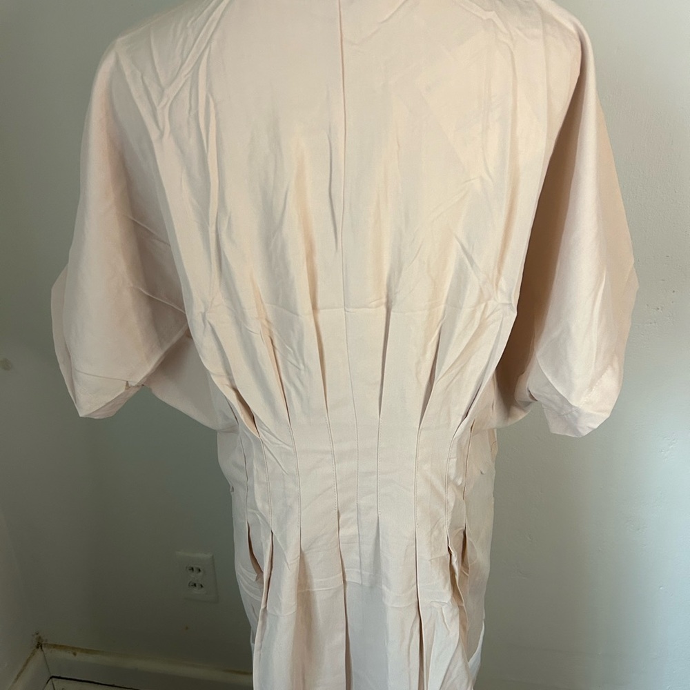 Neutral Beige & White Button-Front Maxi Shirt Dress - Picture 9 of 13